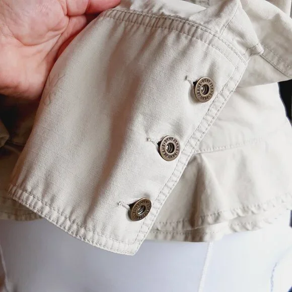 VTG DKNY JEANS tan cotton canvas military utility peplum jacket Sz M - Picture 7 of 12